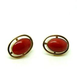Vintage In Oro 18 Kt Anni '70 Corallo Rosso Naturale Mediter