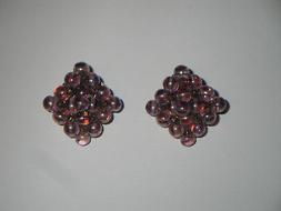 Vintage In Vetro Murano Originale Rosa Ab - A Bottone - Clip