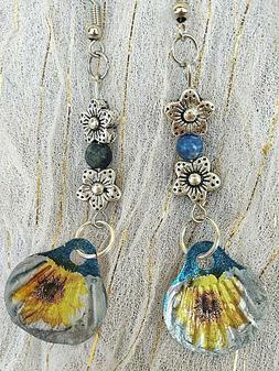 Vintage_mare E Girasoli_ Seashells & Sunflowers Earrings Boh