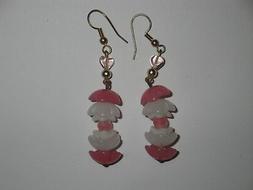 Vintage Pendenti In Vetro Murano Originale, Fiori Rosa E Bia