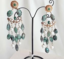 Vintage Perle Radice Di Smeraldo Bigiotteria Antica Bijoux G