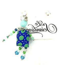 ORECCHINO A PERNO CON  BAMBOLA E PUNTO LUCE  AZZURRO ART. SC