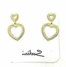 orecchino a perno dorato con  cuore e  strass art.  910671D 