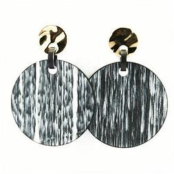 Orecchino a perno dorato con disco striato nero -  Sodini