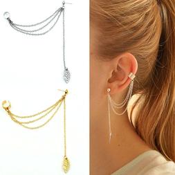 Orecchino Catena foglia accessorio bigiotteria clip orecchio