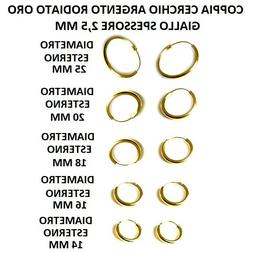 Orecchino Cerchio Argento 925 Placcato Oro Spessore 2.5 m Di
