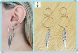 Orecchino Cerchio Doppio Cerchietto uomo donna in argento  c