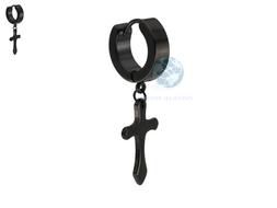 ORECCHINO CON CROCE UOMO DONNA CERCHI PENDENTE IN ACCIAIO CO