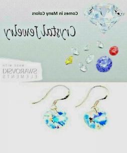 Orecchino Cuore Pendente Oro Giallo Piastra Swarovski Ab Aur