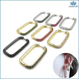 Orecchino da donna singolo mono cerchio rettangolare grande 