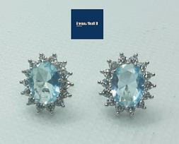 Orecchino Donna in argento 925  acquamarina con zirconi