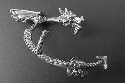 ORECCHINO DRAGO ARGENTATO SENZA FORO,BUCO - CUFF CLIP WRAP E