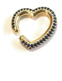 orecchino ear cuff cuore con zirconi blu