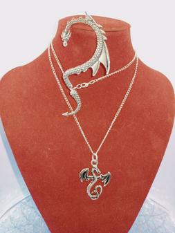 Orecchino Ear Cuff e Collana Drago