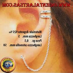 Orecchino  Ear Cuff in argento  925&permil; con catenella in arge