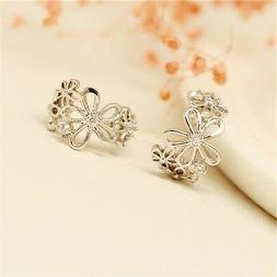 ORECCHINO FIORI ARGENTATO SENZA FORO, BUCO - CUFF CLIP WRAP 