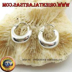 Orecchino in Argento 925&permil; cerchio liscio a mezzaluna bomba
