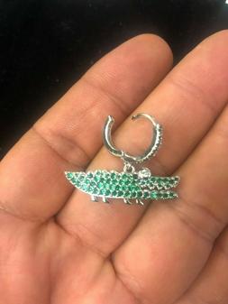 ORECCHINO  CERCHIO PICCOLO CON COCCODRILLO E ZIRCONI VERDI