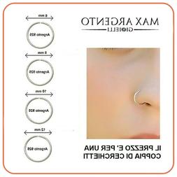 Orecchino Piercing Naso Argento 925  Anello Aperto Cerchiett