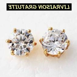 Orecchino Quadrato Uomo Donna Dorata Chiodo Con Finto Diaman