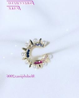 Orecchino Senza Buco Fake Con Borchie Perle Strass Colorato 