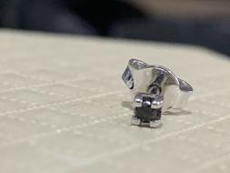 ORECCHINO SINGOLO UOMO DONNA ORO BIANCO 18 Kt E DIAMANTE NER