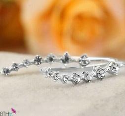 Orechini argento da donna o ragazza con cristalli zircone cu