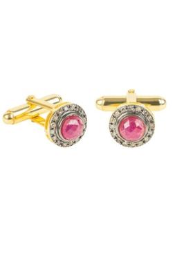 Oro Diamante Gemma Gemelli Rosso Rubino Regalo Argento 925 M