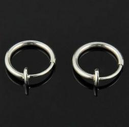 Clip On Silver Finto Piercing Per Naso Bocca Orecchio Donna 