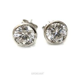 Donna Uomo Argento 925 Punto Luce Fiore 8 Mm Brillante Bianc