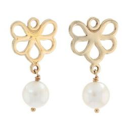 Pandora Ventola Orecchino Ciondoli - 14k Oro Bianco Perle Nu