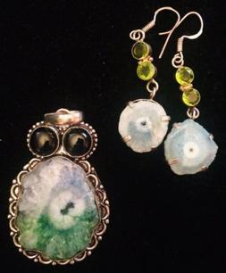 In Agata Fossile Azzurra E Verde Bagnati In Argento