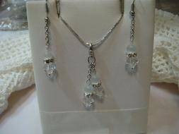 Parure Occhi di Gatto BIANCHI e Swarovski  - collana+orecchi