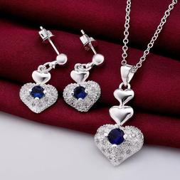 Cuore Zafiro Blu Placcato Argento + Omaggio
