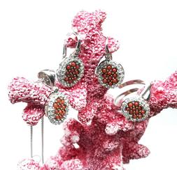 Catenina Ciondolo In Argento Corallo Rosso