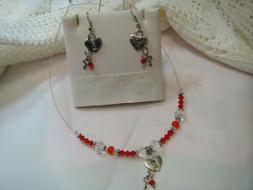 Parure Swarovski ROSSI e cuoricino con chiave - collana+orec