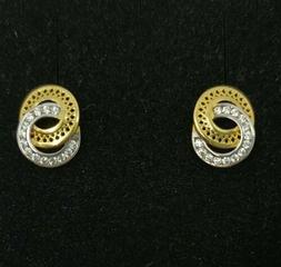 Pendenti Oro 18k. 2 Cerchi Intrecciati Bicolore