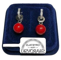 Da Donna Pl. Oro Bianco 18k Con Cristalli Swarovski Rosso