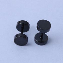 PIERCING FINTO ORECCHINO UOMO ACCIAIO DILATATORE INOX, NERO 