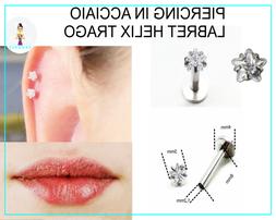 Piercing Labbra Orecchino Acciaio Labret Trago Helix Stella 