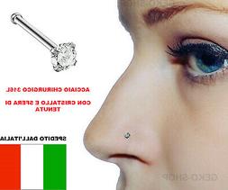 Piercing Naso in Acciaio 316L Orecchino con Brillantino in c