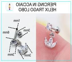 Piercing Orecchino Acciaio Chirurgico Corona Trago Helix Car