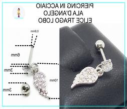 Piercing Orecchino Acciaio Chirurgico Trago Helix Ala Angelo