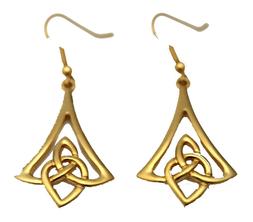 Placcato Oro Celtico Triangolo Monachelle Orecchini 