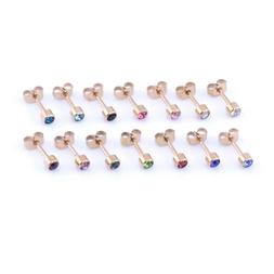 Placcato Oro Rosa Zirconia Cubica Cristallo Gemma Orecchio V