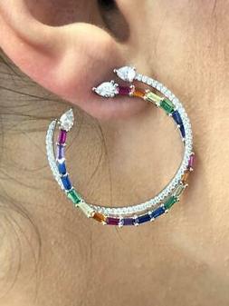 Platino Argento Sterling Arcobaleno Zaffiro Unico Wrap-Aroun