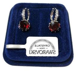 Donna Pl. Oro Bianco 18k Con Cristalli Swarovski Rosso
