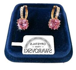 Donna Pl. Oro Giallo 18k Con Cristalli Swarovski S03 Rosa