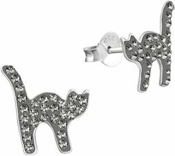 E Collana Gatto Grigio Glitzer Sterling...