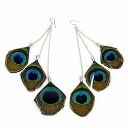 Lunghi Fatti A Mano Con Piuma Di Pavone, Gancio In Argento, 